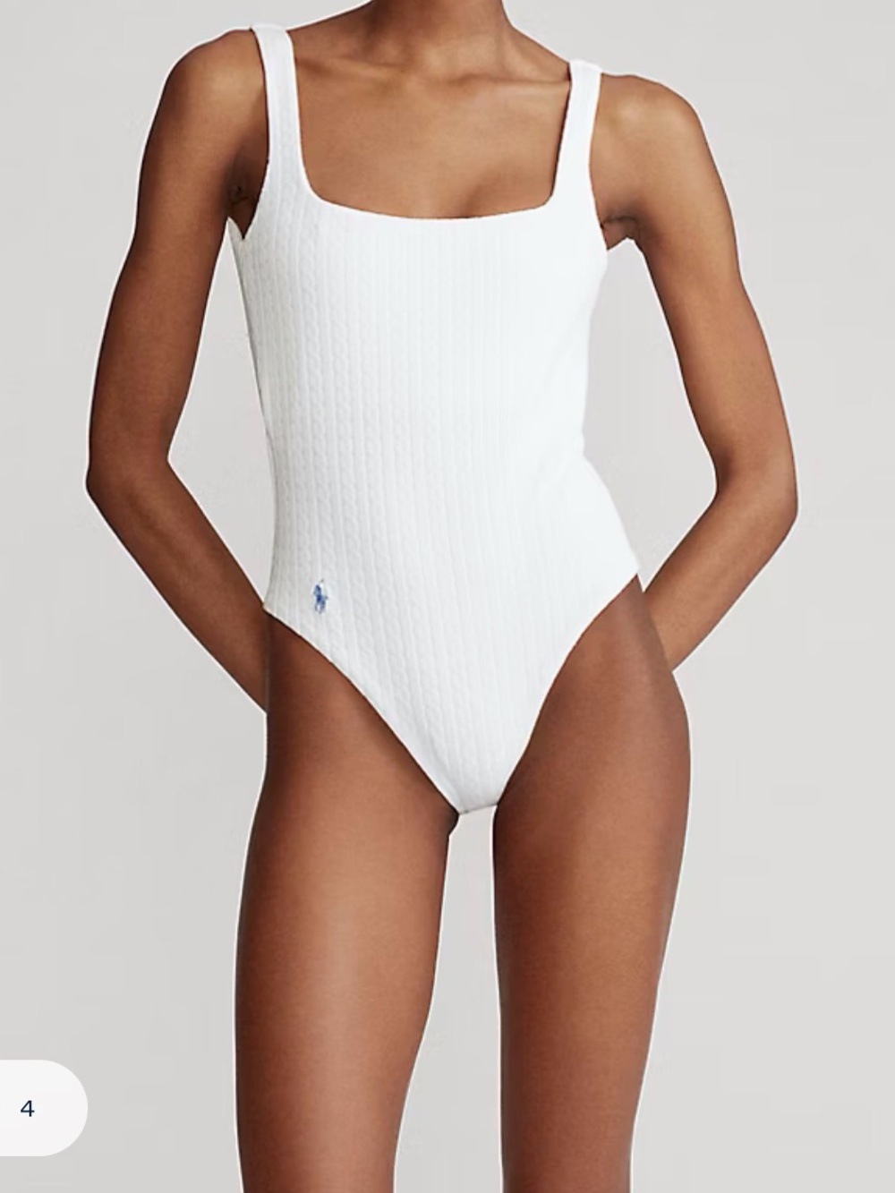 white cable-knit one-piece swimsuit by Polo Ralph Lauren size 6
